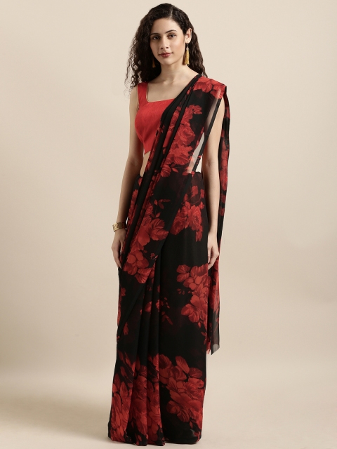 

Tikhi Imli Red & Black Poly Georgette Printed Saree