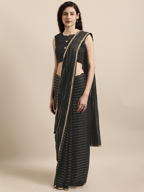 

Tikhi Imli Black Embellished Poly Crepe Saree
