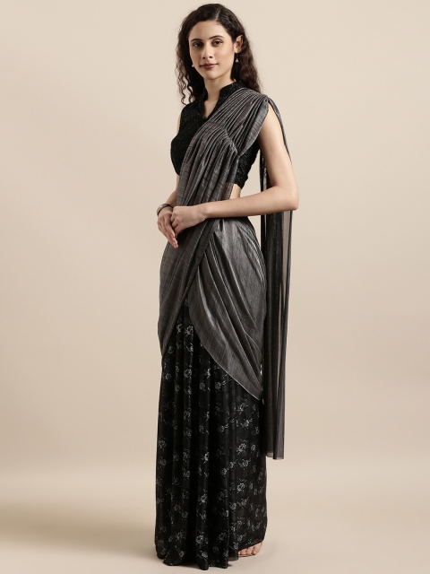

Tikhi Imli Black & Grey Ready to Wear One Minute Poly Crepe Printed Saree