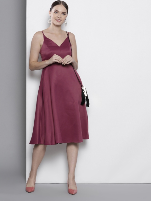

DOROTHY PERKINS Women Magenta Solid Empire Dress