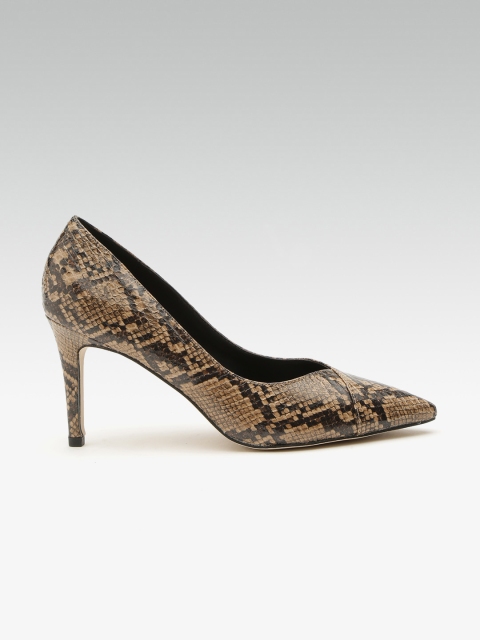 

DOROTHY PERKINS Women Brown Snakeskin Textured Pumps
