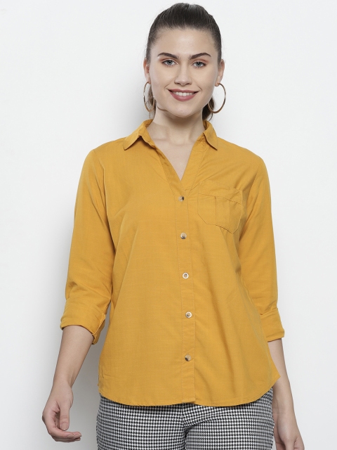 

DOROTHY PERKINS Women Mustard Yellow Regular Fit Solid Casual Shirt