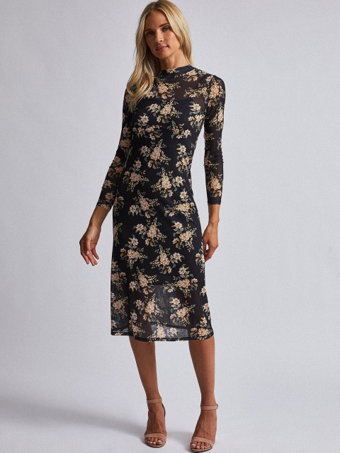 

DOROTHY PERKINS Women Black & Pink Floral Printed Sheath Dress