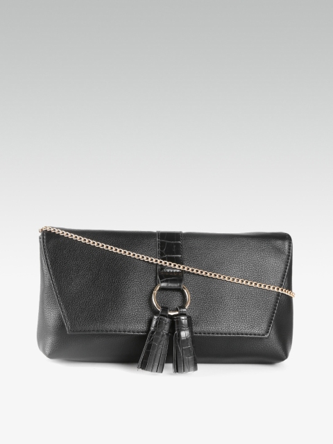 

DOROTHY PERKINS Black Solid Purse with Tasselled Detail