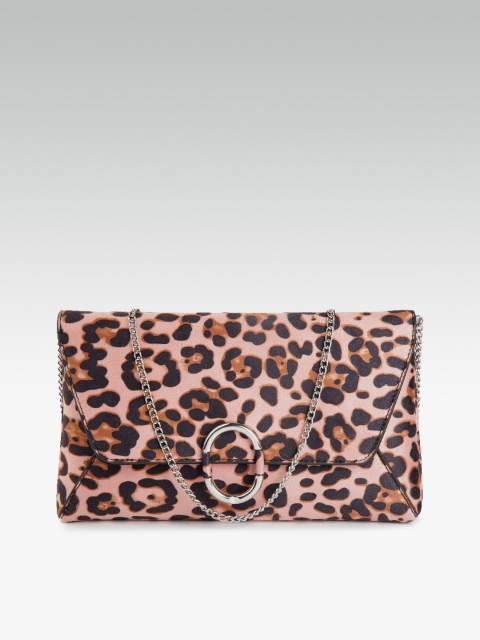 

DOROTHY PERKINS Pink & Brown Leopard Print Envelope Clutch