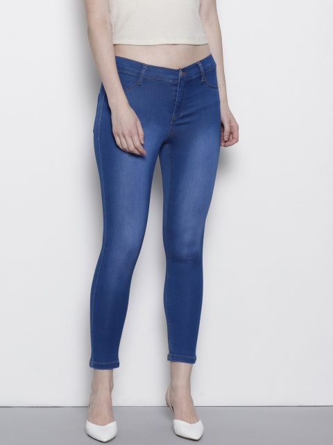 

DOROTHY PERKINS Women Blue Super Skinny Fit Cropped Clean Look Petite Stretchable Jeans