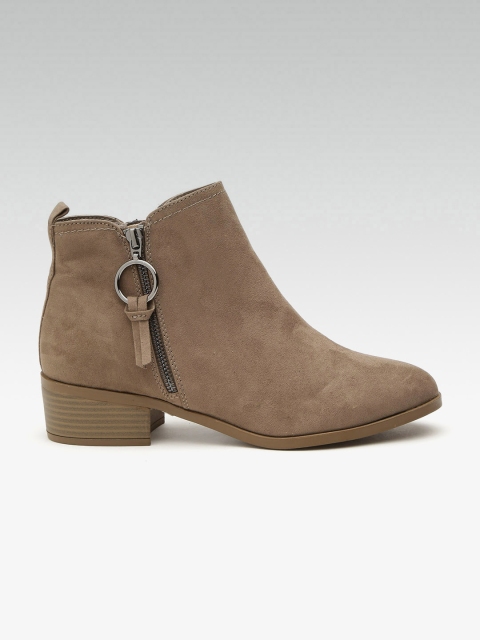 

DOROTHY PERKINS Women Brown Solid Wide Fit Mid-Top Flat Boots