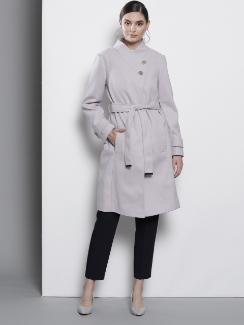 

DOROTHY PERKINS Women Lavender Solid Knee-Length Overcoat