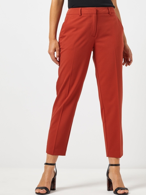 

DOROTHY PERKINS Women Rust Orange Regular Fit Solid Petite Regular Trousers