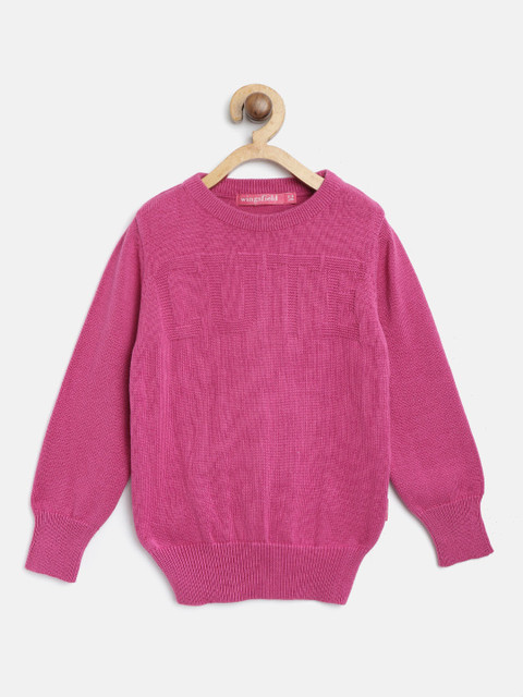 

Wingsfield Girls Pink Solid Sweater