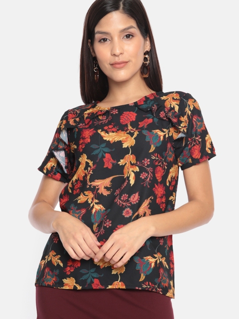 

HERE&NOW Women Black & Red Printed Top