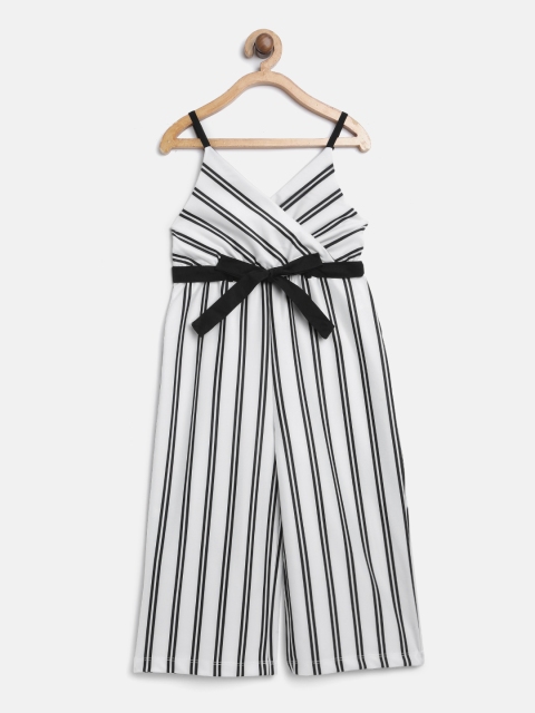 

Nauti Nati Girls White & Black Striped Basic Jumpsuit