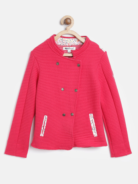 

Nauti Nati Girls Fuchsia Self-Striped Tailored Jacket