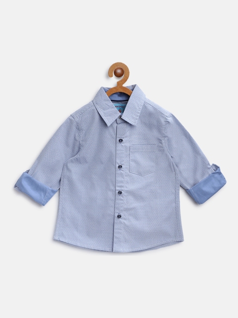 

Nauti Nati Boys Blue & White Regular Fit Printed Casual Shirt