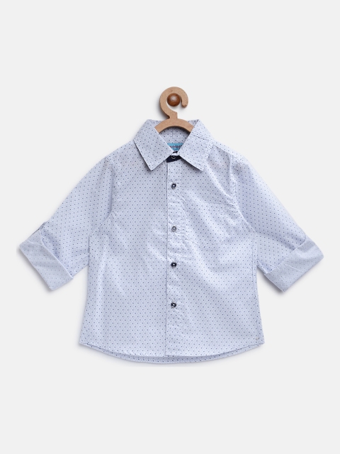 

Nauti Nati Boys White & Blue Regular Fit Printed Casual Shirt