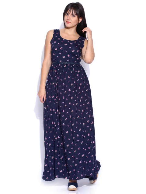 

Tokyo Talkies Navy Printed Maxi Dress, Navy blue