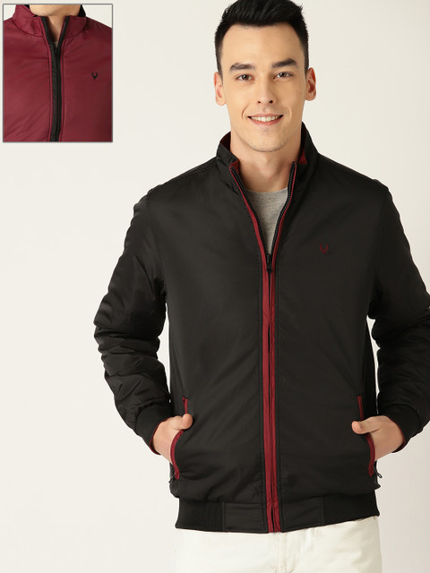 

Allen Solly Men Black & Maroon Solid Reversible Bomber Jacket