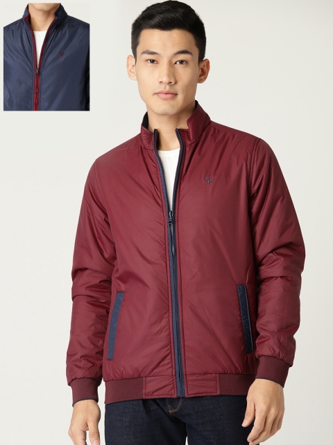 

Allen Solly Men Maroon & Navy Blue Solid Reversible Bomber Jacket