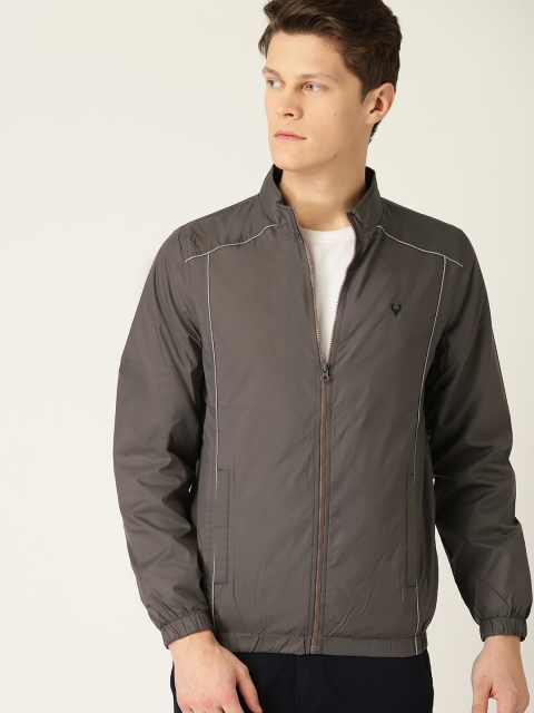 

Allen Solly Men Charcoal Grey Solid Bomber Jacket