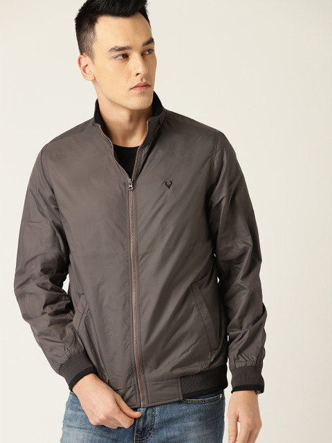 

Allen Solly Men Charcoal Grey Solid Lightweight Bomber Jacket
