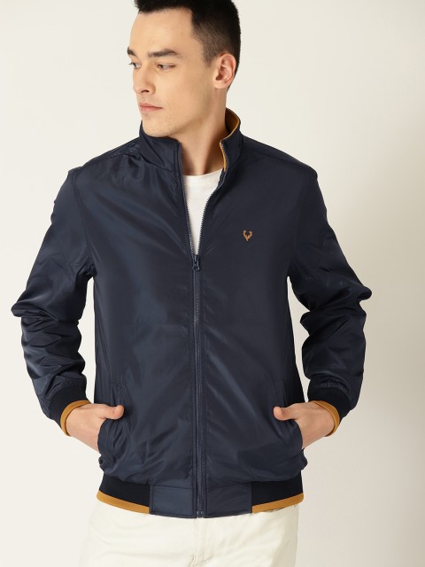 

Allen Solly Men Navy Blue Solid Bomber Jacket