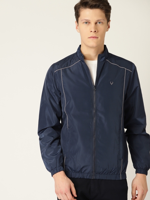 

Allen Solly Men Navy Blue Solid Tailored Jacket