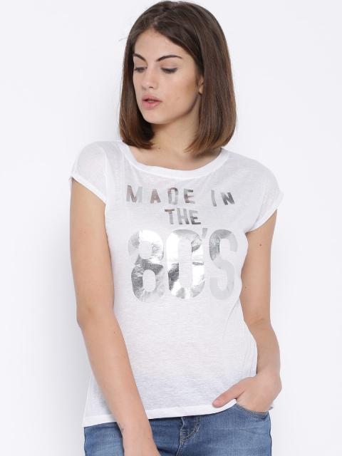 

Tokyo Talkies White Printed Sheer Top