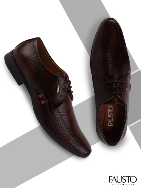 

FAUSTO Men Brown Solid Formal Derbys