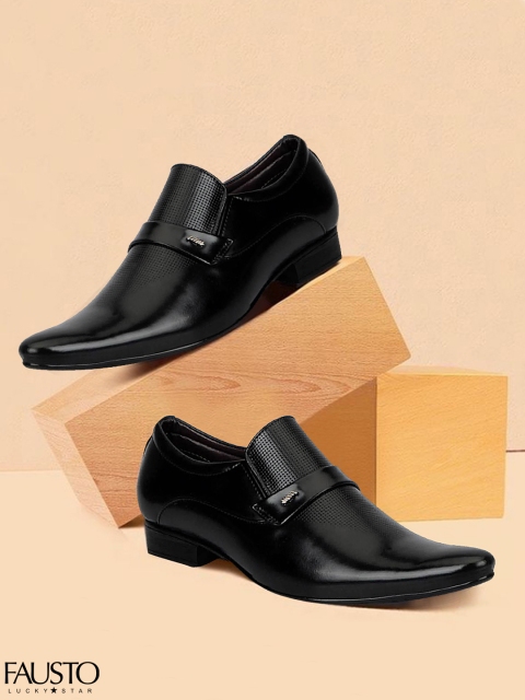 

FAUSTO Men Black Formal Slip-On Shoes