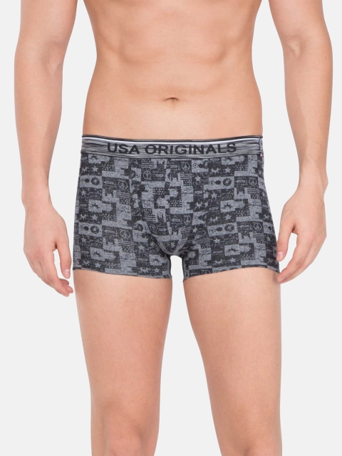

Jockey Men Grey Melange & Navy Blue Printed Trunks US70-0105