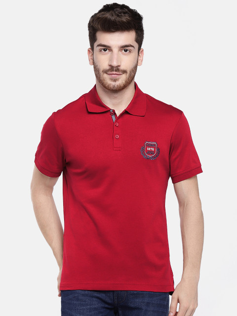 

Jockey Men Red Solid Polo Collar T-shirt