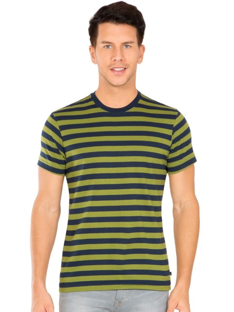 

Jockey Men Blue & Green Modern Fit Striped Round Neck T-shirt