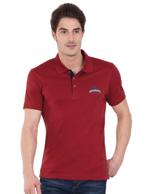 

Jockey Men Maroon Solid Polo Collar T-shirt