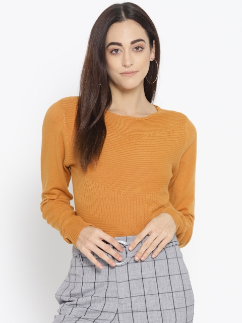 

Fort Collins Women Mustard Brown Self-Design Sweater