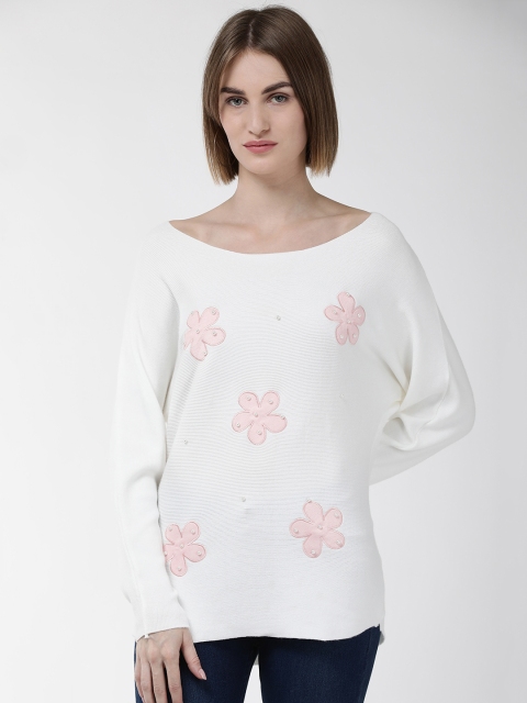 

Fort Collins Women Off-White & Pink Embroidered Acrylic Sweater