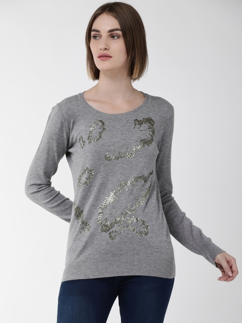 

Fort Collins Women Grey Melange Embellished Acrylic Sweater