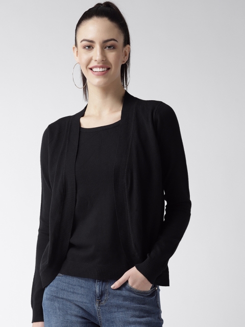 

Fort Collins Women Black Solid Front-Open Sweater