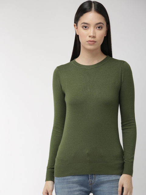 

Fort Collins Women Olive Green Solid Sweater