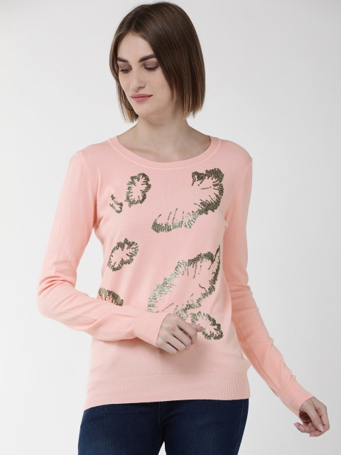 

Fort Collins Women Pink & Golden Embellished Sweater