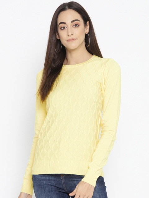 

Fort Collins Women Yellow Self-Design Sweater