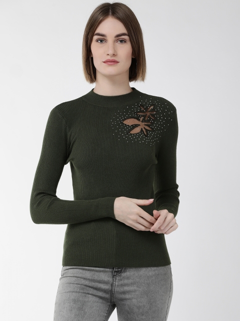 

Fort Collins Women Olive Green Ribbed Sweater