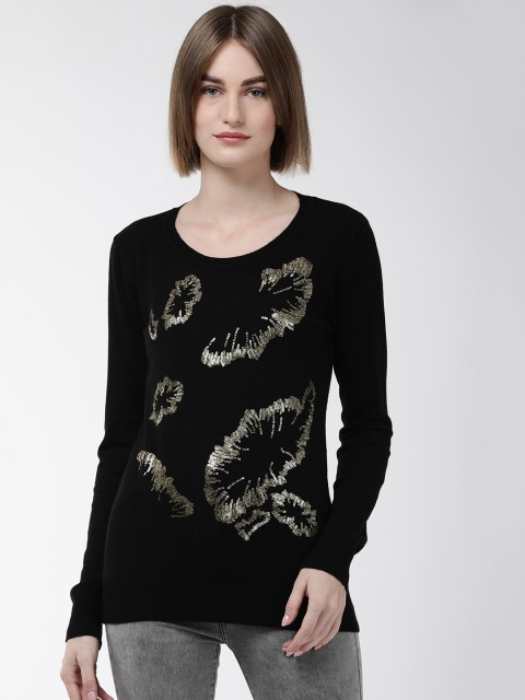 

Fort Collins Women Black & Golden Embellished Sweater