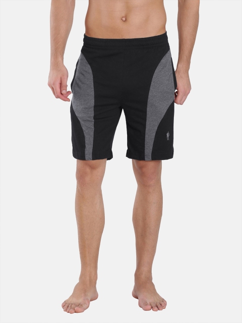 

Jockey Men Black & Grey Colourblocked Lounge Shorts