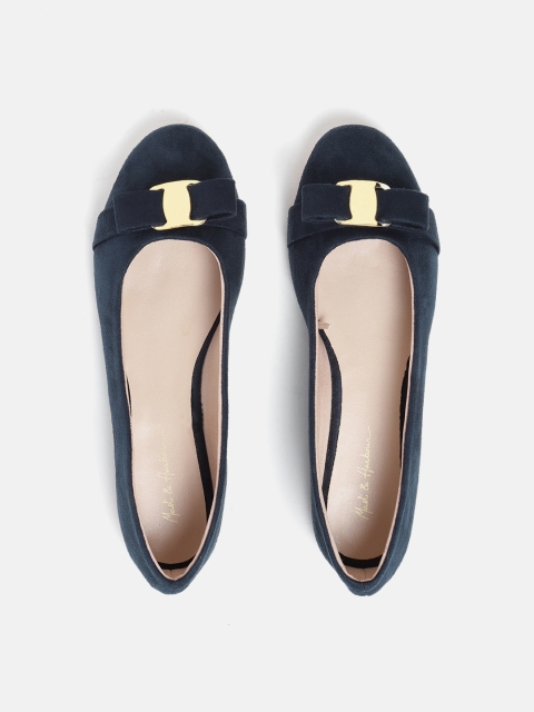 

Mast & Harbour Women Navy Blue Solid Ballerinas with Bow Detail