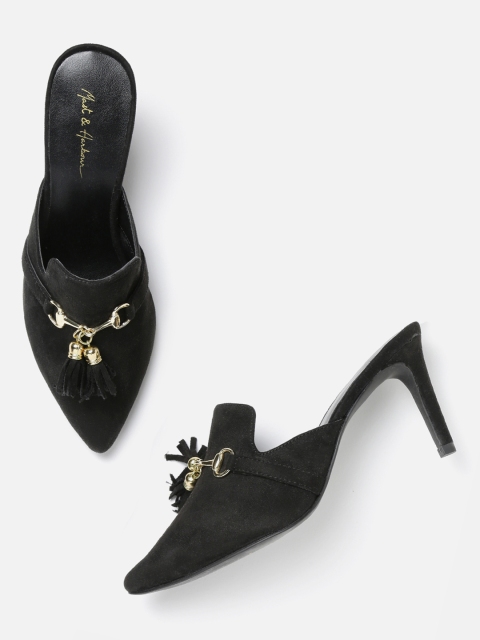 

Mast & Harbour Women Black Solid Heeled Mules