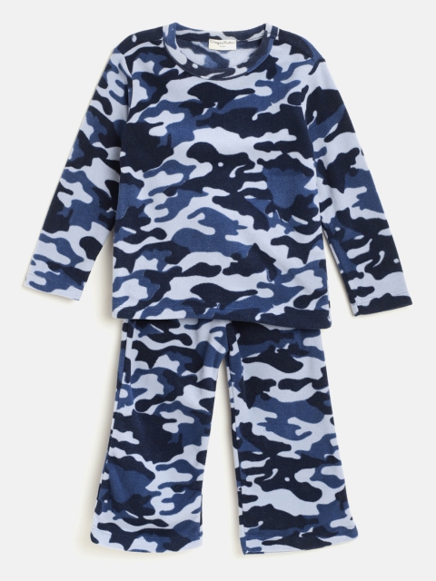 

CrayonFlakes Kids Blue Camouflage Print Night suit