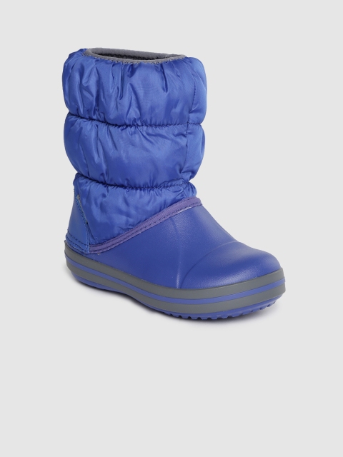 

Crocs Unisex Blue Solid Textile High-Top Flat Boots