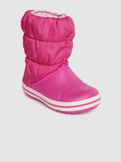 

Crocs Unisex Pink Solid Textile High-Top Flat Boots