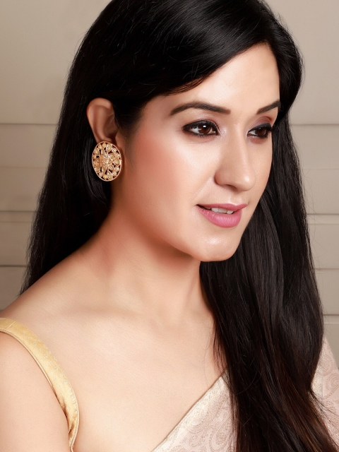 

Rubans Women Gold-Toned & White Handcrafted Classic Studs