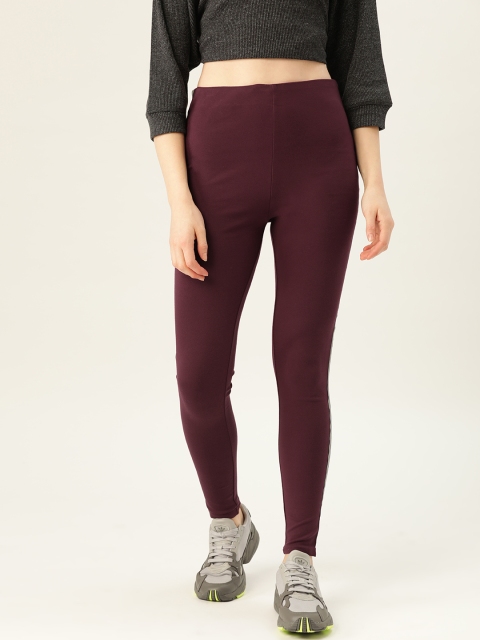 

United Colors of Benetton Women Burgundy Solid Leggings
